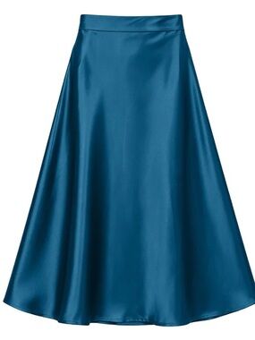 Teal Satin A-Line Midi Skirt SIMPLY VERA WANG
